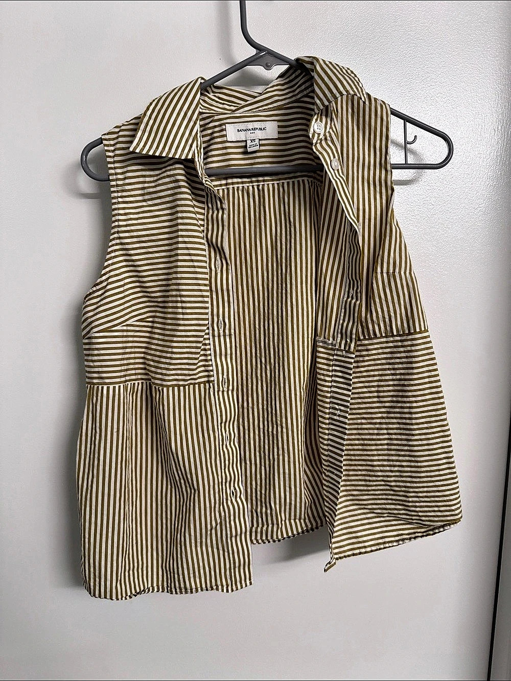 Banana Republic Striped Button Down Top in Yellow & White